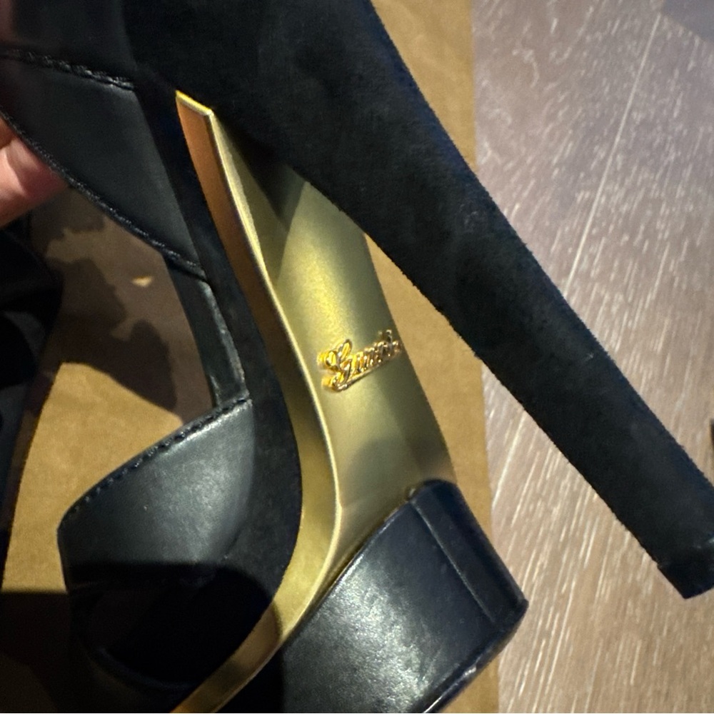 100% Authentic Gucci Iman Ankle Strap Leather Suede High Platform Heels Sz 36 - Picture 9 of 14